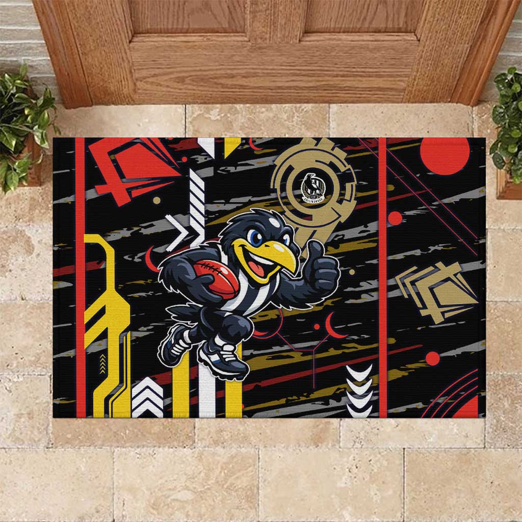 Collingwood Football Club Rubber Doormat Mascot Cartoon Football Illustration Style
