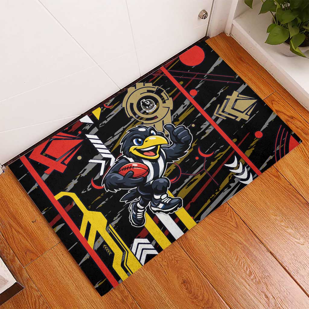 Collingwood Football Club Rubber Doormat Mascot Cartoon Football Illustration Style