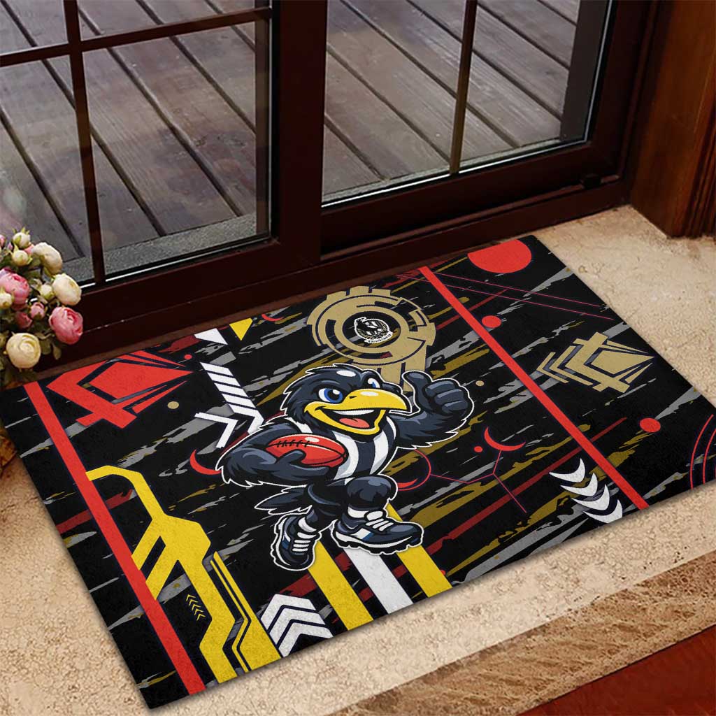 Collingwood Football Club Rubber Doormat Mascot Cartoon Football Illustration Style