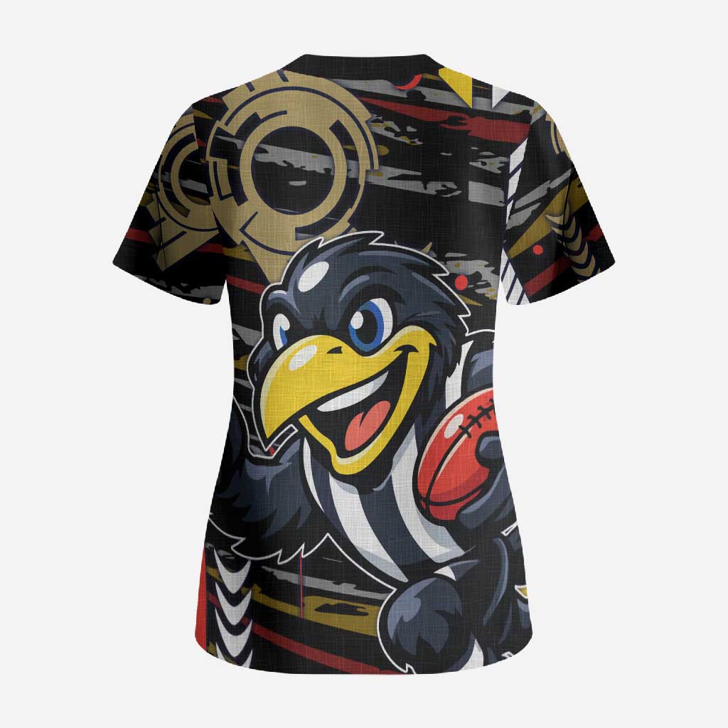 Collingwood Football Club Scrub Top Mascot Cartoon Football Illustration Style