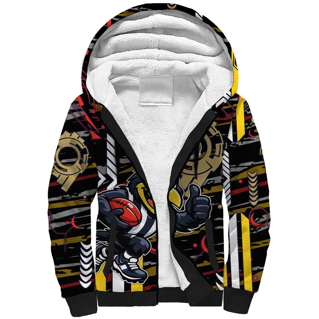 Collingwood Football Club Sherpa Hoodie Mascot Cartoon Football Illustration Style
