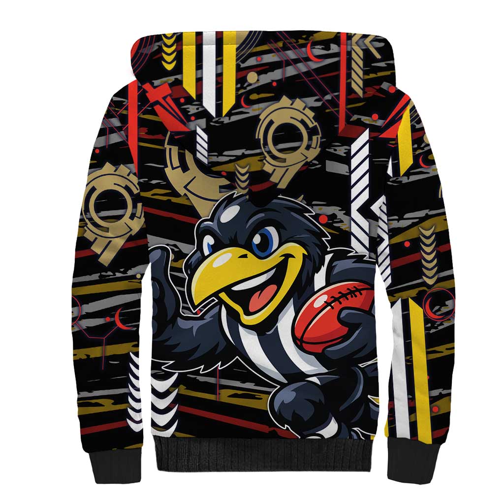 Collingwood Football Club Sherpa Hoodie Mascot Cartoon Football Illustration Style