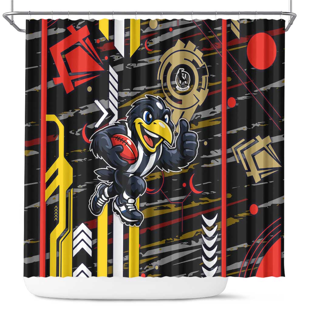 Collingwood Football Club Shower Curtain Mascot Cartoon Football Illustration Style