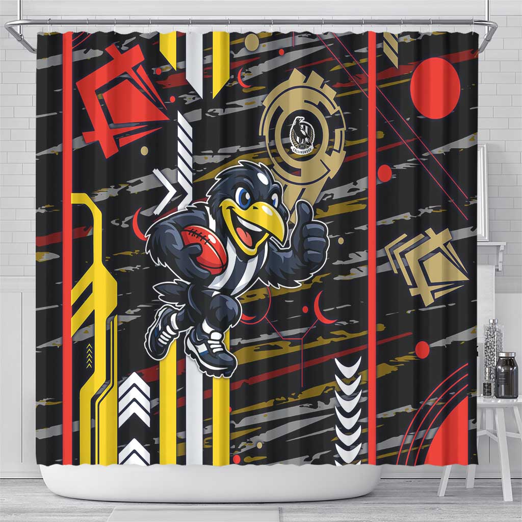 Collingwood Football Club Shower Curtain Mascot Cartoon Football Illustration Style