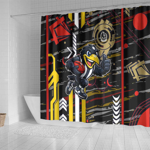 Collingwood Football Club Shower Curtain Mascot Cartoon Football Illustration Style