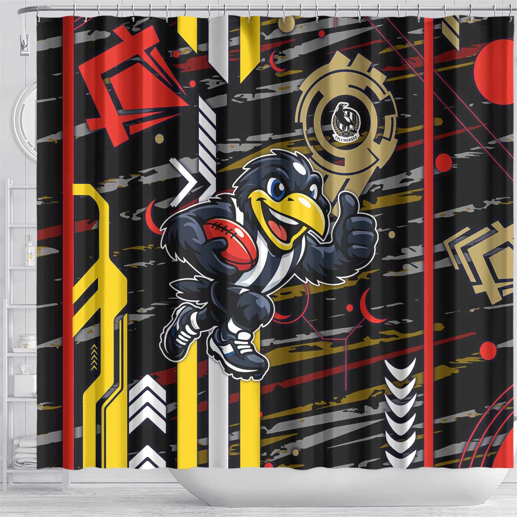 Collingwood Football Club Shower Curtain Mascot Cartoon Football Illustration Style