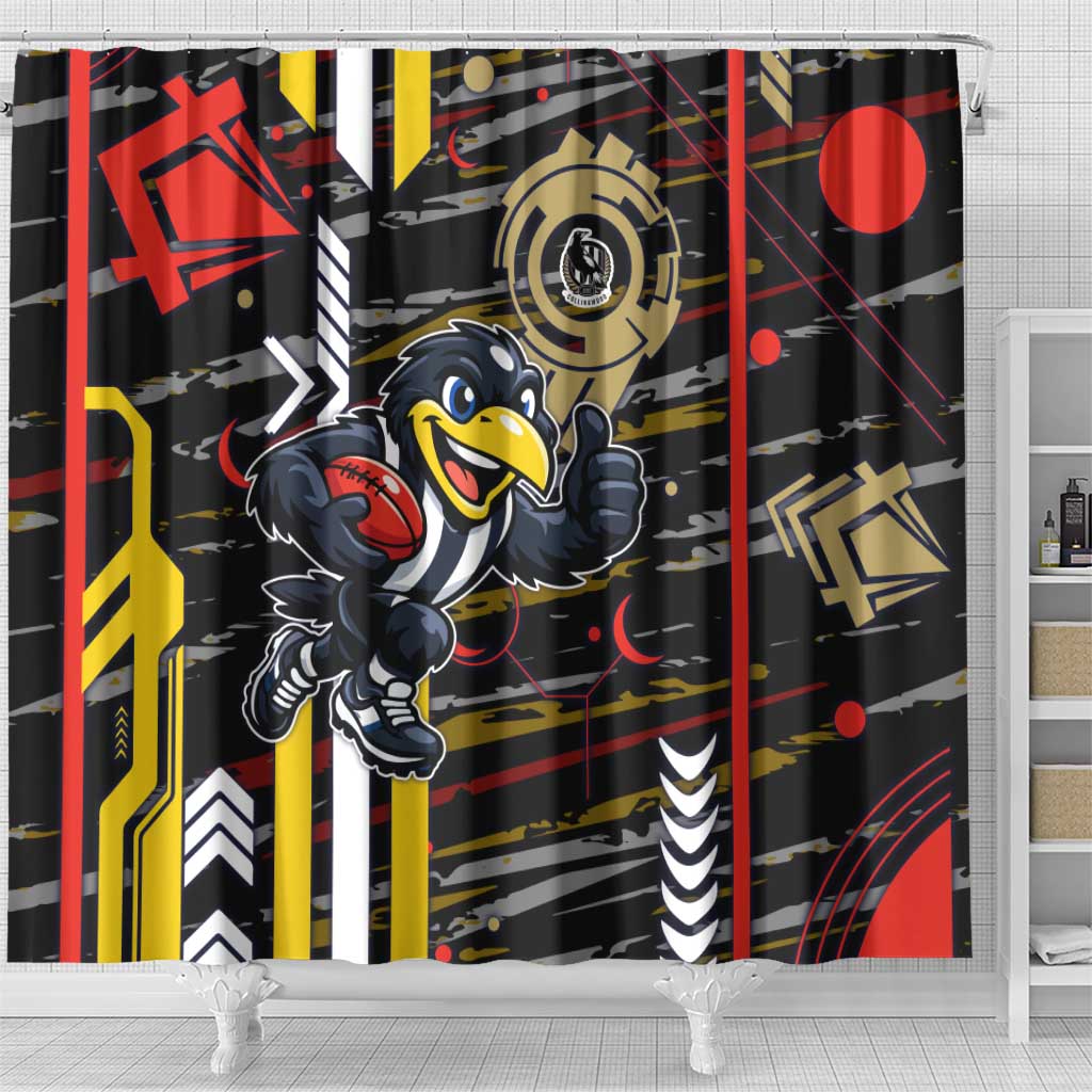 Collingwood Football Club Shower Curtain Mascot Cartoon Football Illustration Style