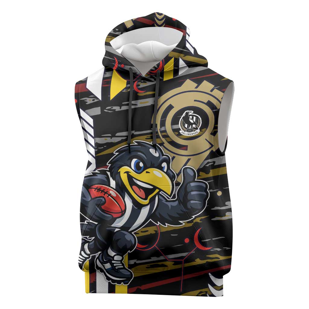 Collingwood Football Club Sleeveless Hoodie Mascot Cartoon Football Illustration Style
