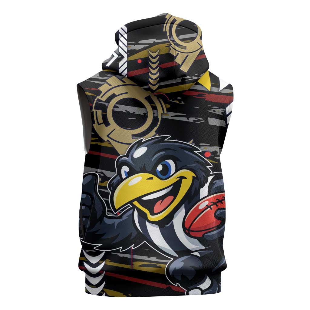 Collingwood Football Club Sleeveless Hoodie Mascot Cartoon Football Illustration Style