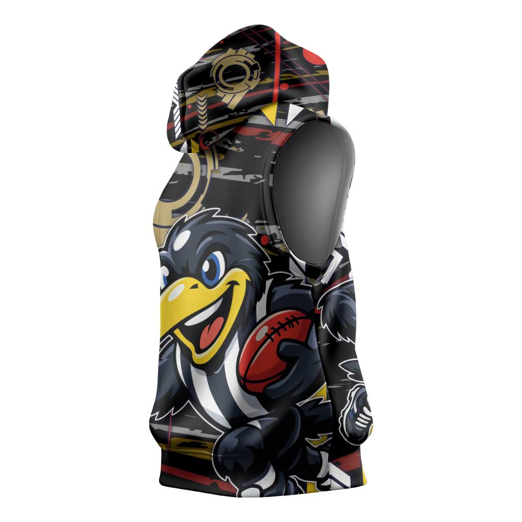 Collingwood Football Club Sleeveless Hoodie Mascot Cartoon Football Illustration Style