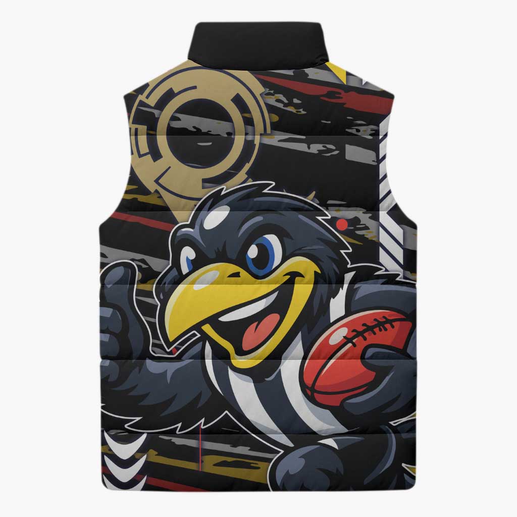 Collingwood Football Club Sleeveless Puffer Jacket Mascot Cartoon Football Illustration Style