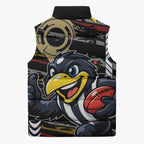 Collingwood Football Club Sleeveless Puffer Jacket Mascot Cartoon Football Illustration Style