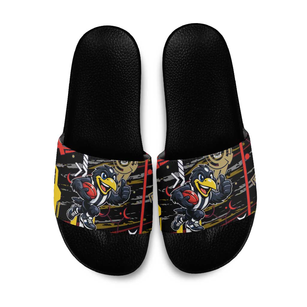 Collingwood Football Club Slide Sandals Mascot Cartoon Football Illustration Style