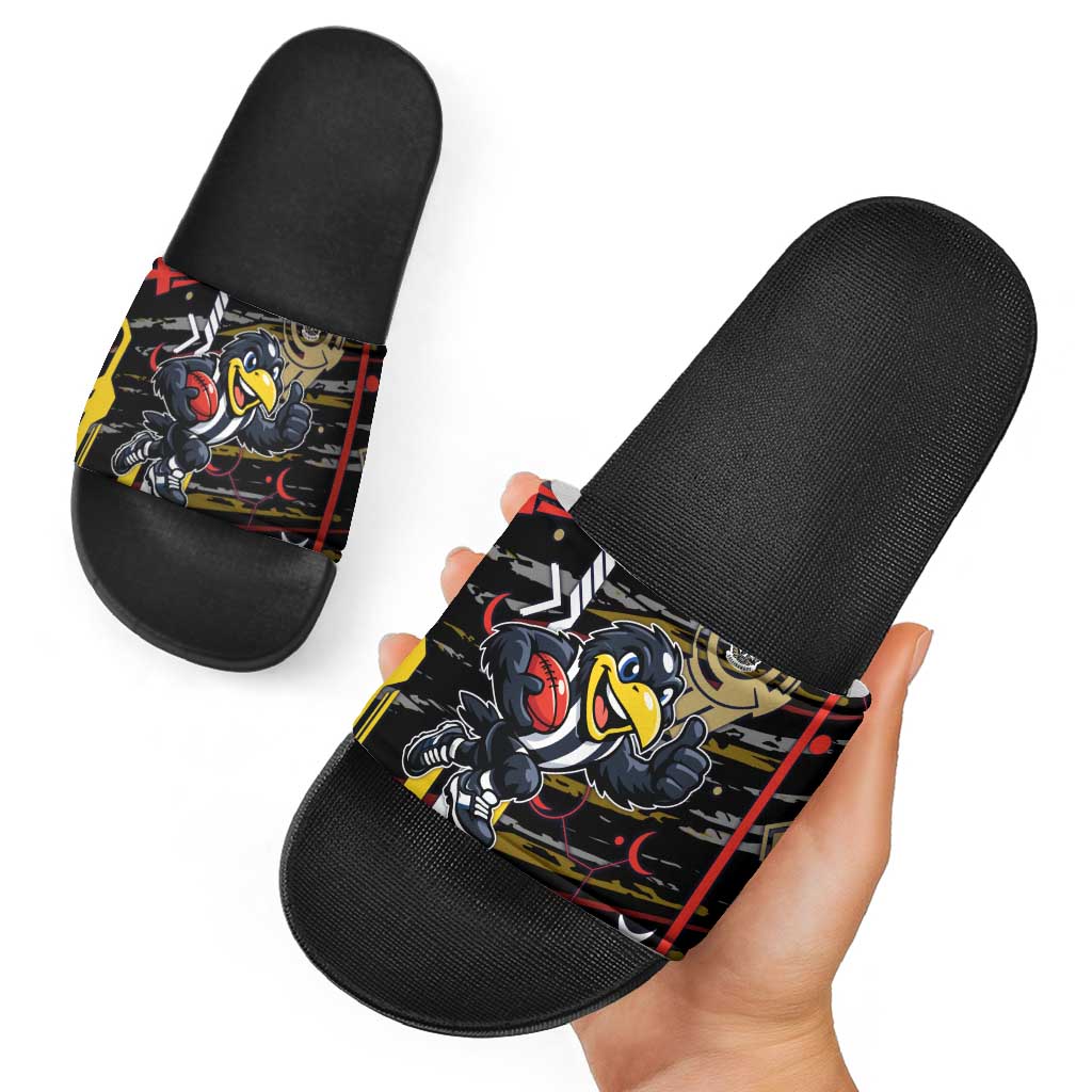 Collingwood Football Club Slide Sandals Mascot Cartoon Football Illustration Style