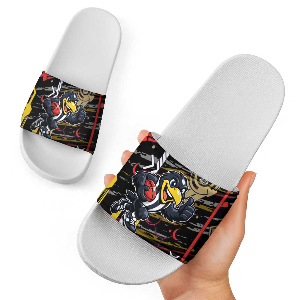 Collingwood Football Club Slide Sandals Mascot Cartoon Football Illustration Style