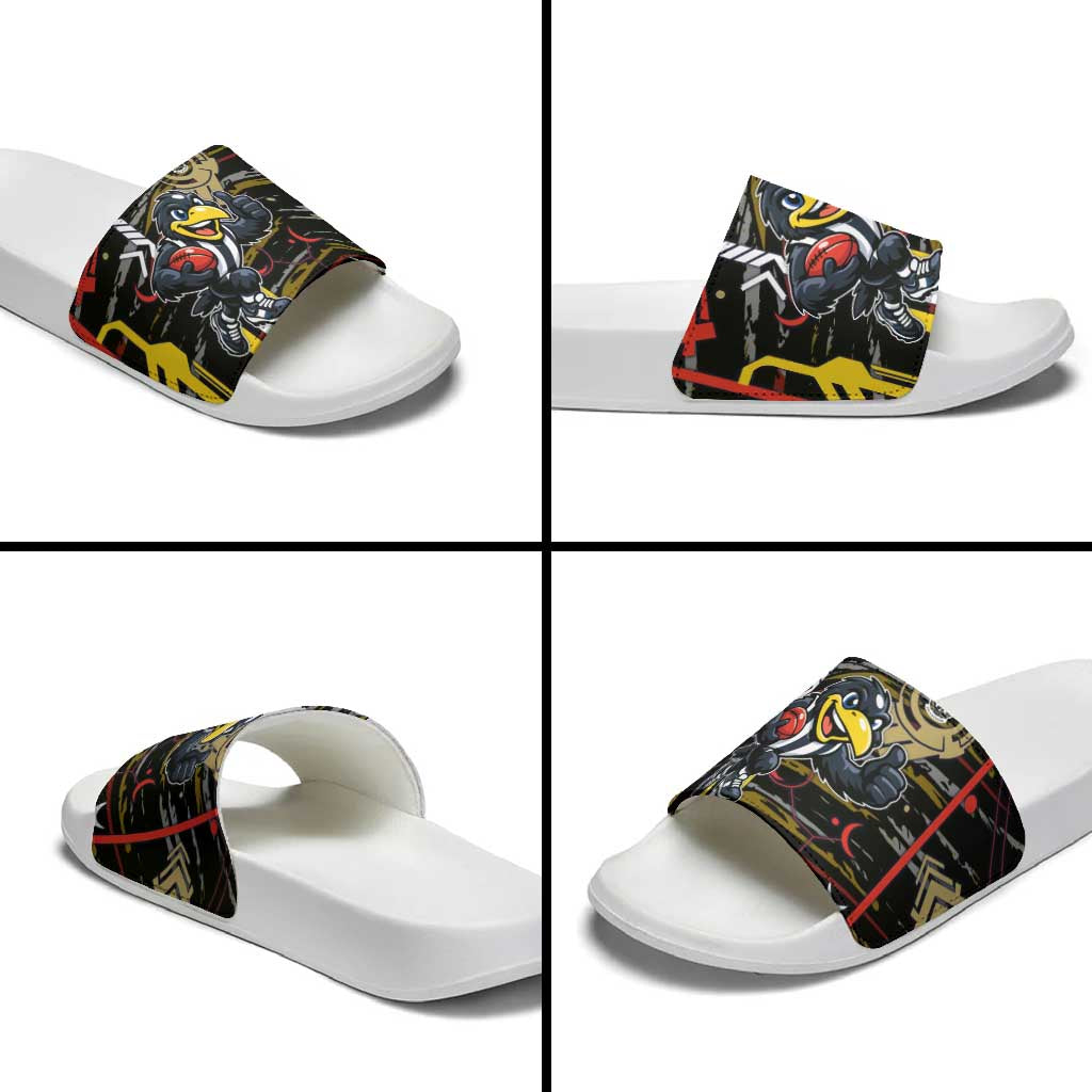 Collingwood Football Club Slide Sandals Mascot Cartoon Football Illustration Style