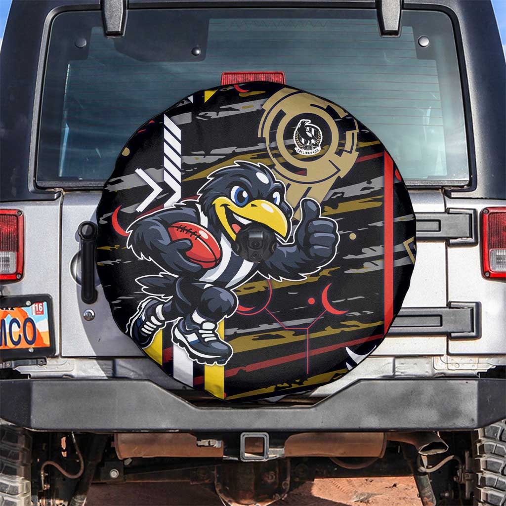 Collingwood Football Club Spare Tire Cover Mascot Cartoon Football Illustration Style