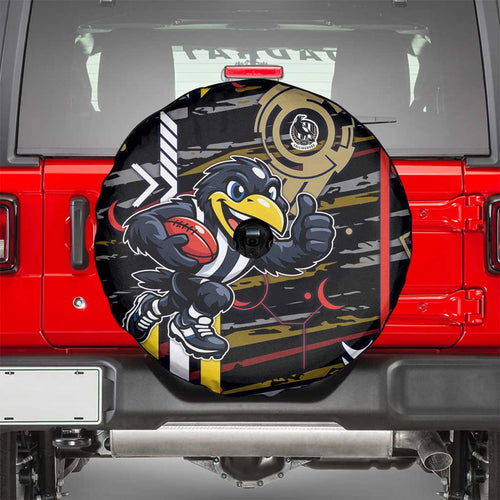 Collingwood Football Club Spare Tire Cover Mascot Cartoon Football Illustration Style