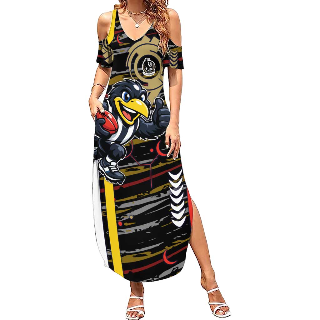 Collingwood Football Club Summer Maxi Dress Mascot Cartoon Football Illustration Style
