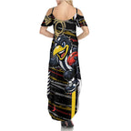 Collingwood Football Club Summer Maxi Dress Mascot Cartoon Football Illustration Style