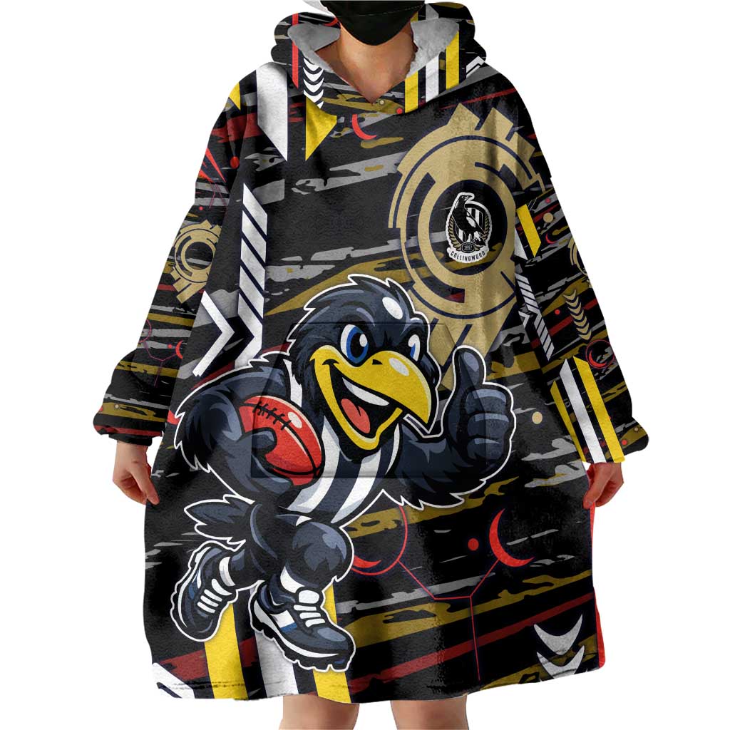 Collingwood Football Club Wearable Blanket Hoodie Mascot Cartoon Football Illustration Style