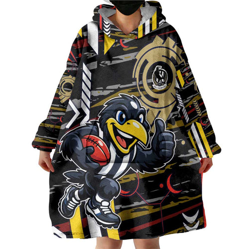 Collingwood Football Club Wearable Blanket Hoodie Mascot Cartoon Football Illustration Style