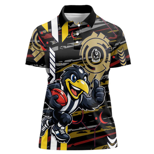 Collingwood Football Club Women Polo Shirt Mascot Cartoon Football Illustration Style