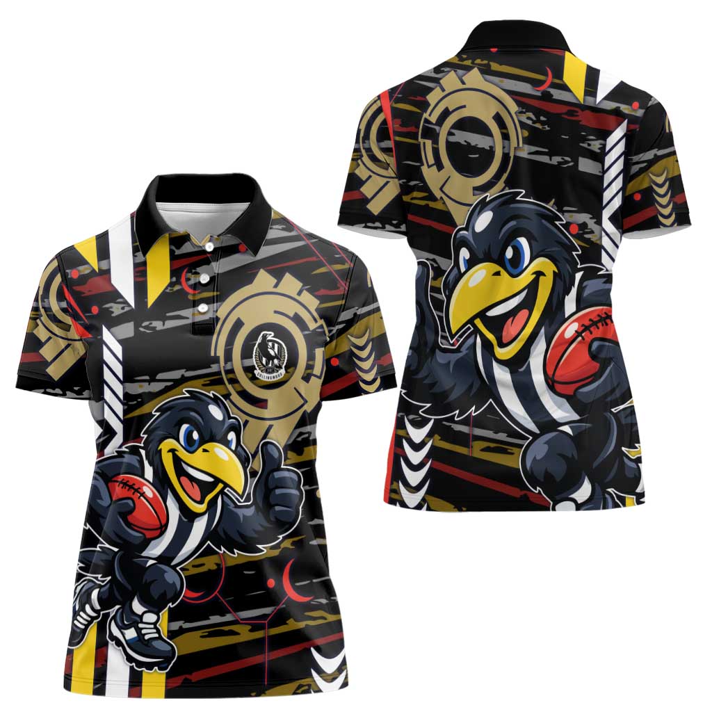 Collingwood Football Club Women Polo Shirt Mascot Cartoon Football Illustration Style
