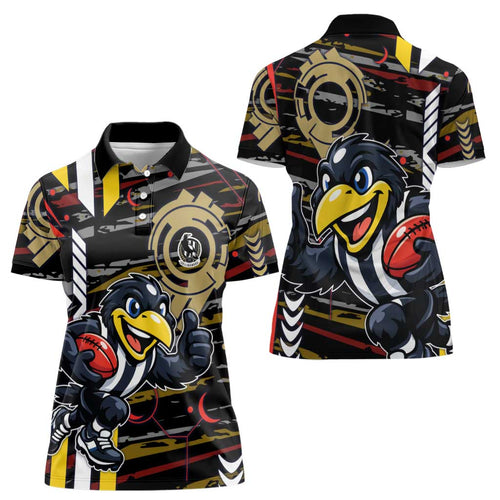 Collingwood Football Club Women Polo Shirt Mascot Cartoon Football Illustration Style