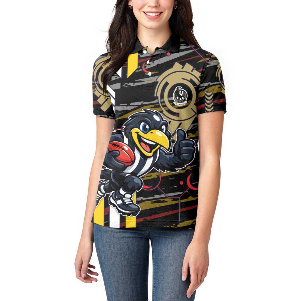 Collingwood Football Club Women Polo Shirt Mascot Cartoon Football Illustration Style