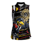 Collingwood Football Club Women Sleeveless Polo Shirt Mascot Cartoon Football Illustration Style