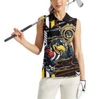 Collingwood Football Club Women Sleeveless Polo Shirt Mascot Cartoon Football Illustration Style