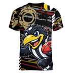 Collingwood Football Club Women V-Neck T-Shirt Mascot Cartoon Football Illustration Style