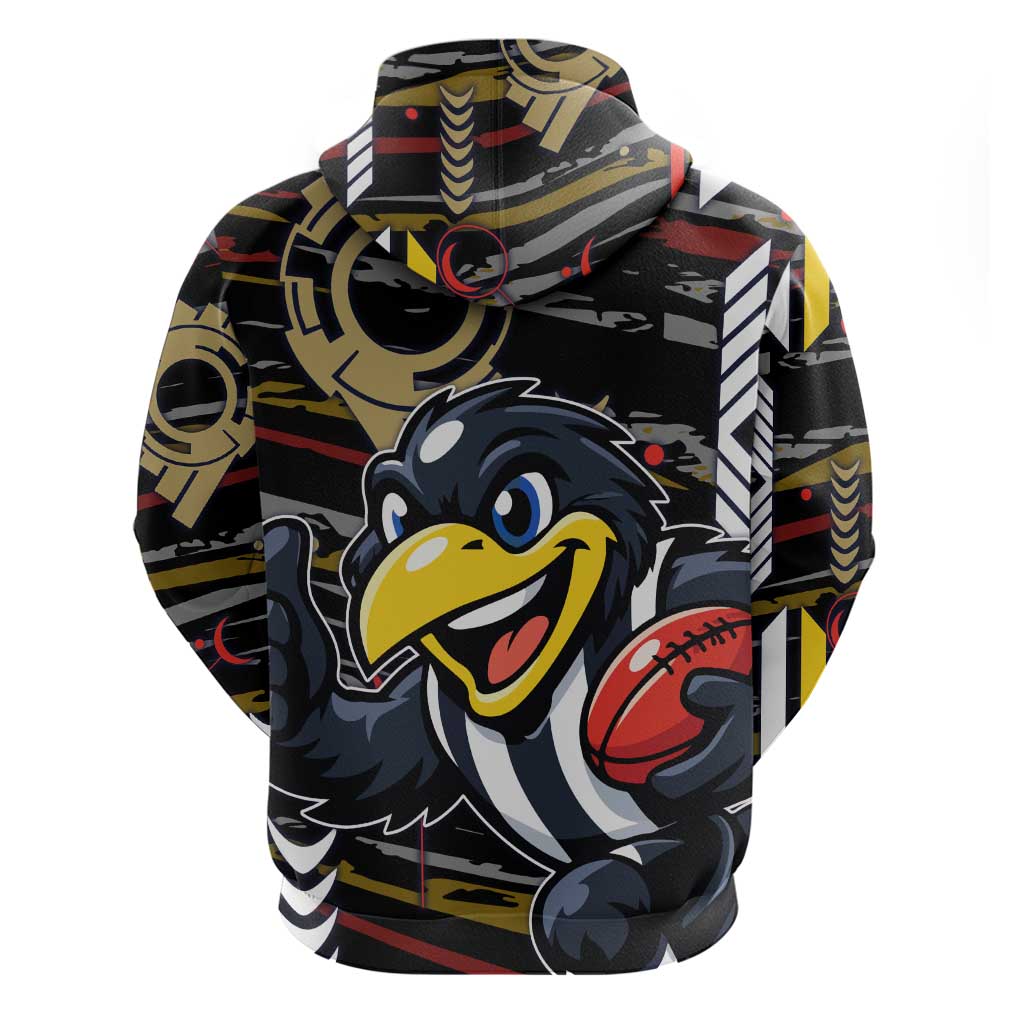 Collingwood Football Club Zip Hoodie Mascot Cartoon Football Illustration Style