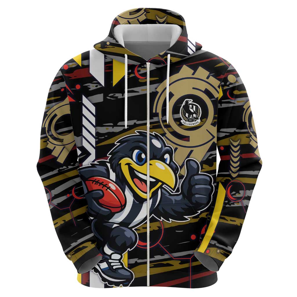 Collingwood Football Club Zip Hoodie Mascot Cartoon Football Illustration Style