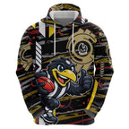 Collingwood Football Club Zip Hoodie Mascot Cartoon Football Illustration Style