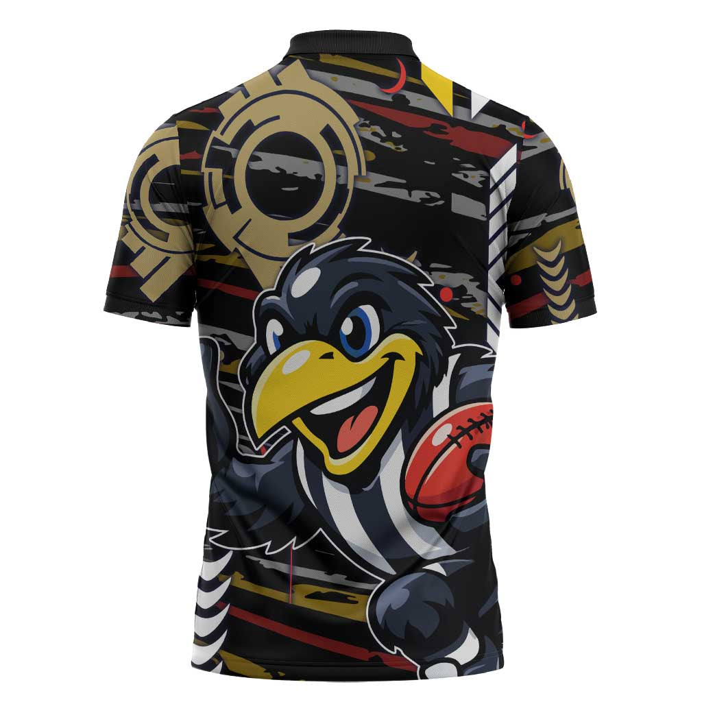 Collingwood Football Club Zipper Polo Shirt Mascot Cartoon Football Illustration Style