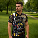 Collingwood Football Club Zipper Polo Shirt Mascot Cartoon Football Illustration Style