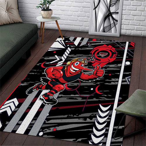 Essendon Football Club Area Rug Mascot Cartoon Football Illustration Style
