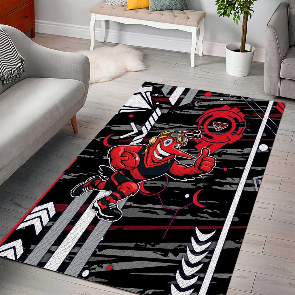 Essendon Football Club Area Rug Mascot Cartoon Football Illustration Style