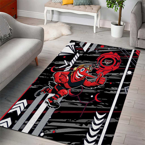 Essendon Football Club Area Rug Mascot Cartoon Football Illustration Style