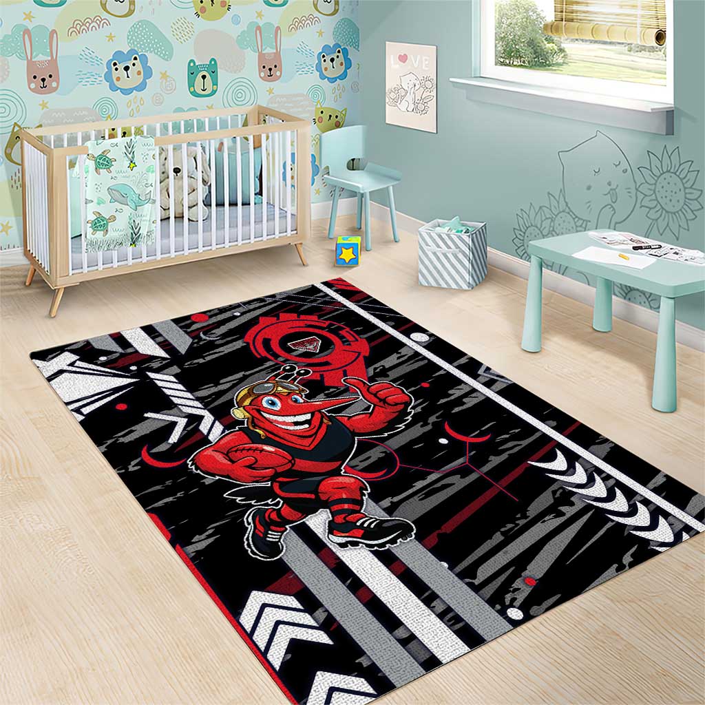 Essendon Football Club Area Rug Mascot Cartoon Football Illustration Style
