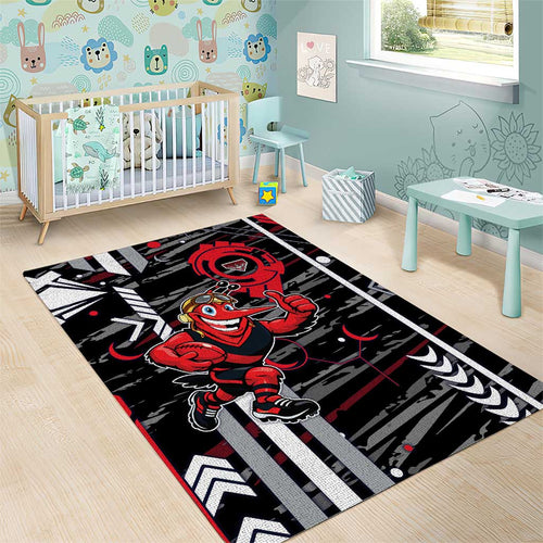 Essendon Football Club Area Rug Mascot Cartoon Football Illustration Style
