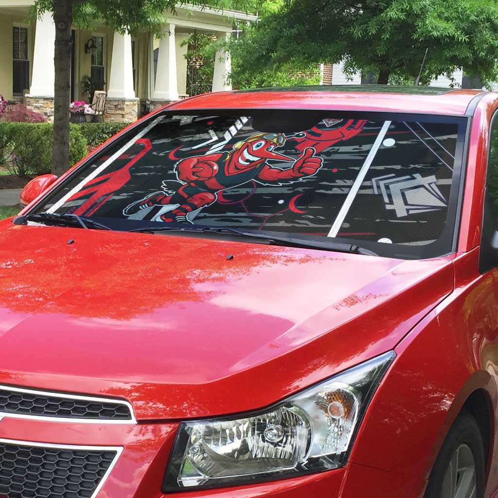 Essendon Football Club Auto Sun Shade Mascot Cartoon Football Illustration Style