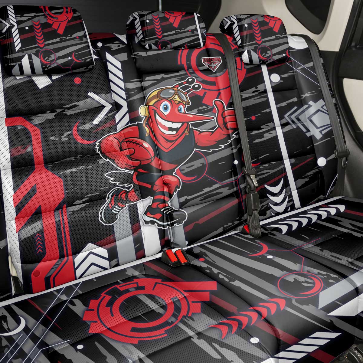Essendon Football Club Back Car Seat Cover Mascot Cartoon Football Illustration Style