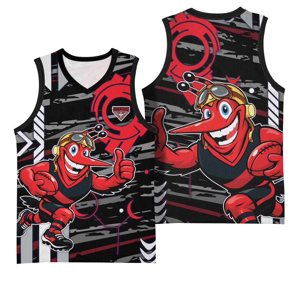 Essendon Football Club Basketball Jersey Mascot Cartoon Football Illustration Style