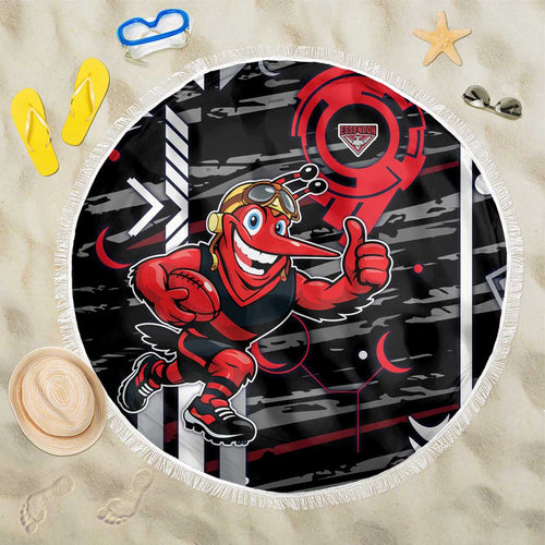 Essendon Football Club Beach Blanket Mascot Cartoon Football Illustration Style