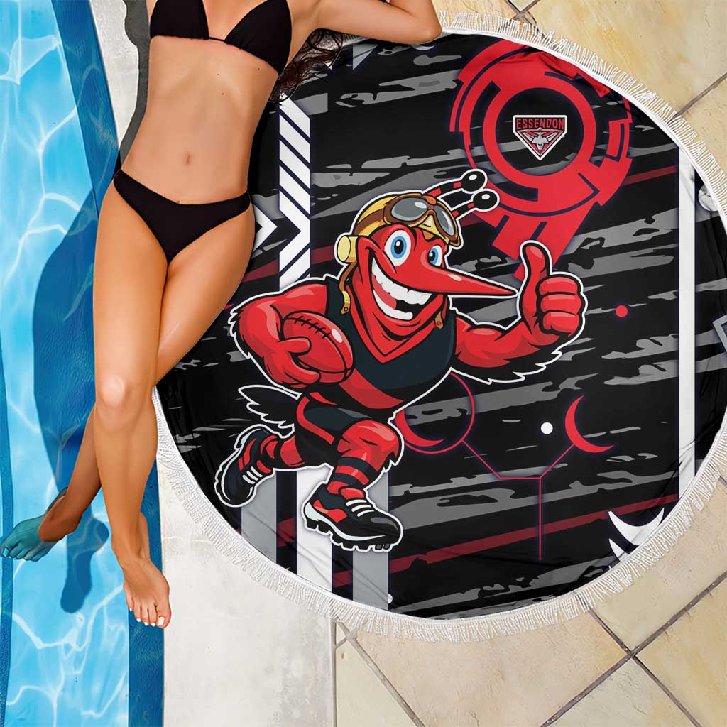 Essendon Football Club Beach Blanket Mascot Cartoon Football Illustration Style