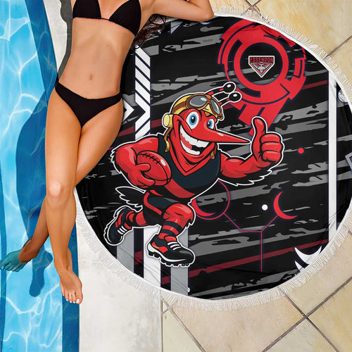 Essendon Football Club Beach Blanket Mascot Cartoon Football Illustration Style