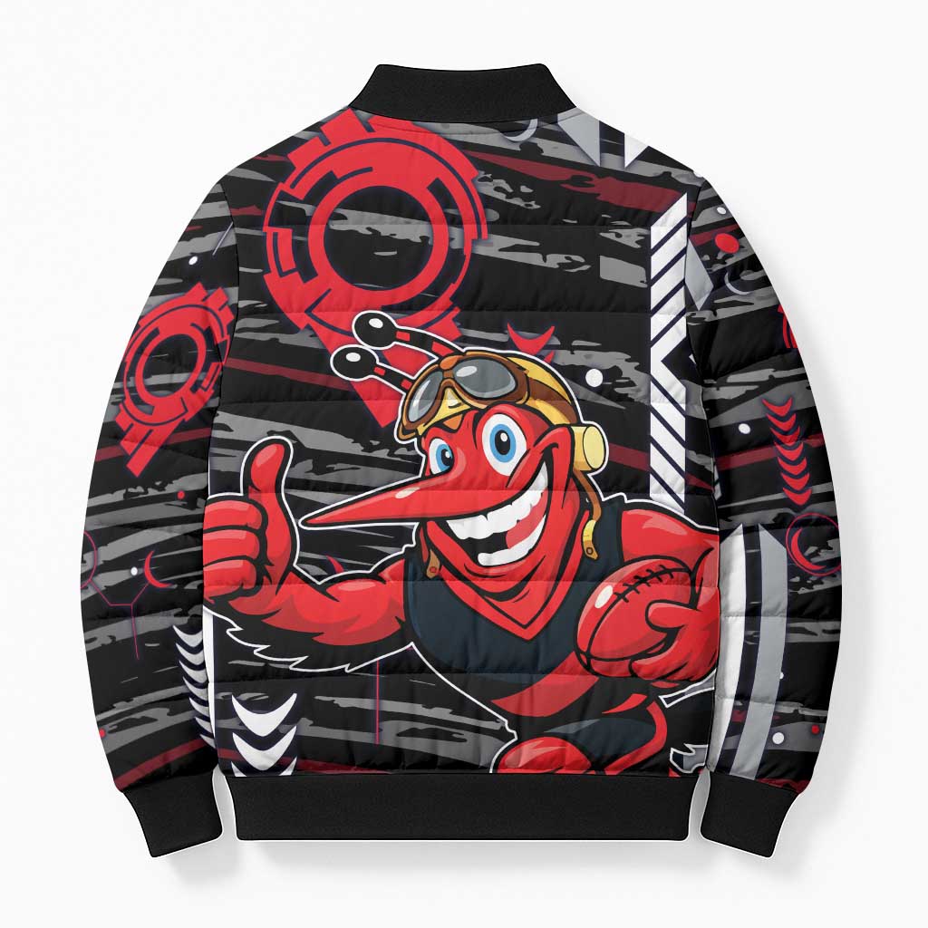 Essendon Football Club Bomber Puffer Jacket Mascot Cartoon Football Illustration Style